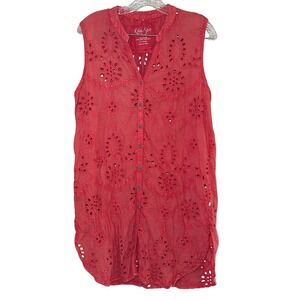 Kyla Seo Pink Eyelet Tank Dress women's xl beach summer‎ resort vacation boho